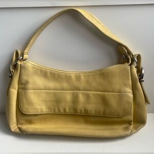 Stone Mountain Women’s Yellow Leather Multi Pocket Leather Shoulder Bag Purse